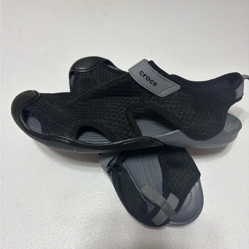 CROCS Black and Gray Slip-On Shoes - Picture 2 of 4